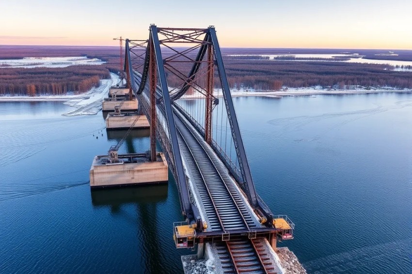 Мост через Онегу в Архангельском регионе подвергается реконструкции Северной железнодорожной компанией.