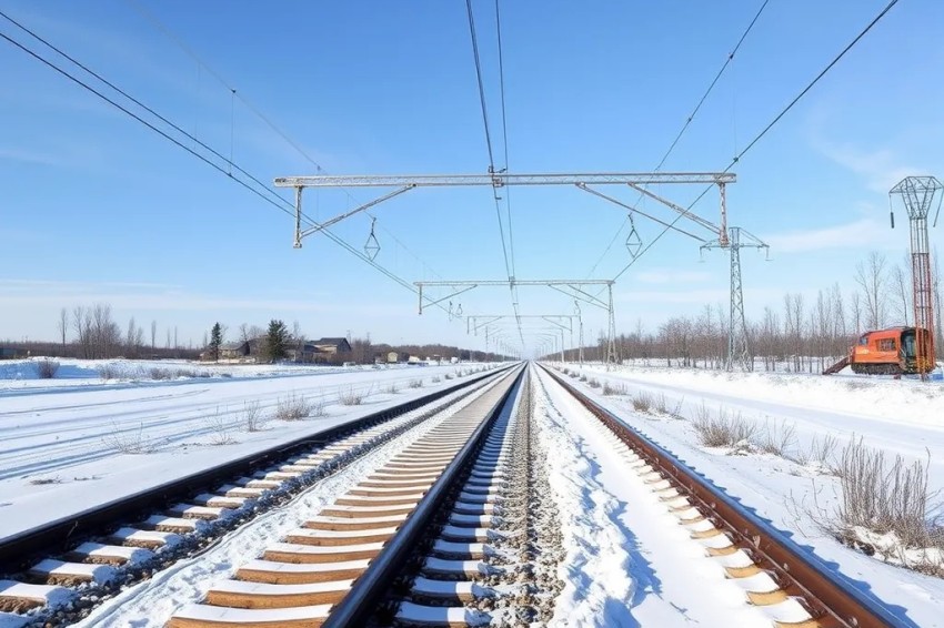 Сотрудники железной дороги торопятся максимально скоро восстановить работу поездов, прерванную из-за необычного снежного шторма в Краснодарском регионе.