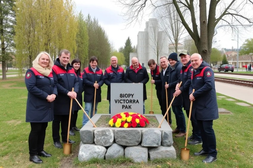 Сотрудники железной дороги основали новый парк в память о 80-летнем юбилее Победы на станции Чернореченская в Красноярском регионе.