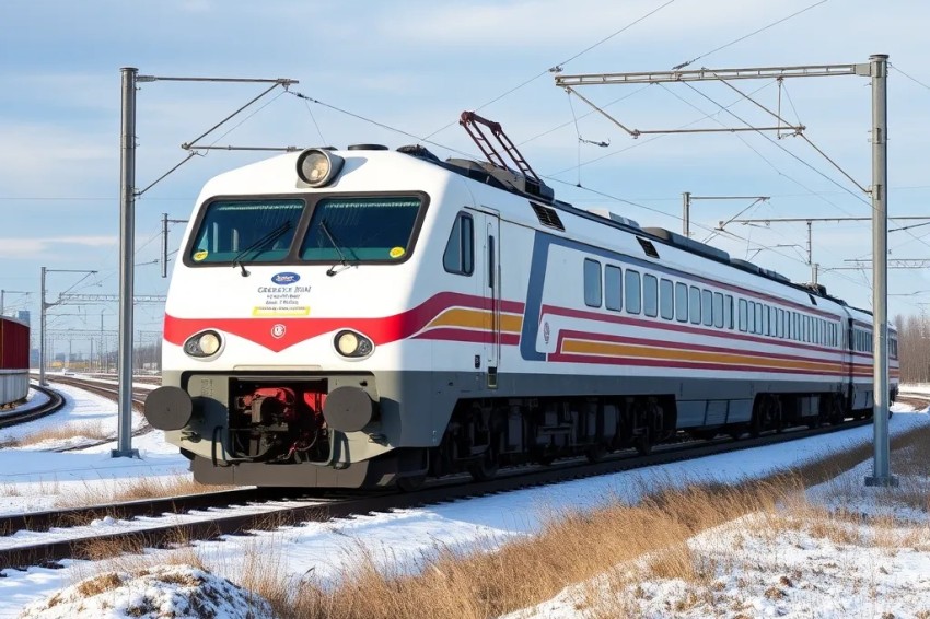 Во время февральских праздников двойной состав поезда 