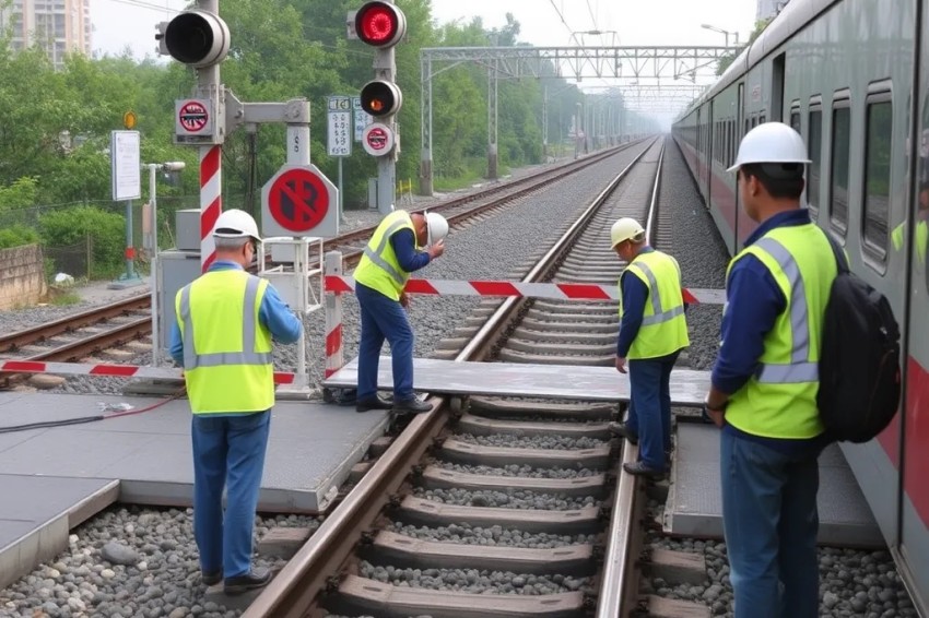 Железнодорожные работники столицы организовали профилактическое мероприятие на железнодорожном переезде в районе Бескудниково в Москве.